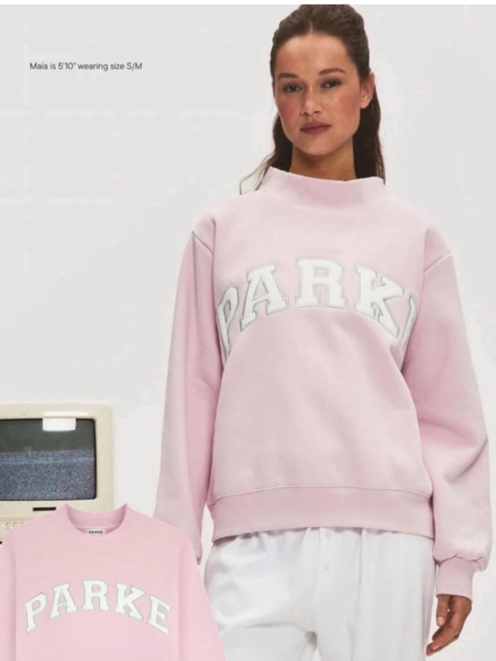 Women's Pink Embroidered PARKe Pullover Sweatshirt